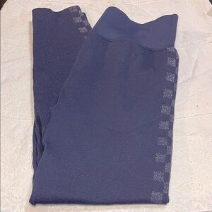 Pink Active Navy Blue and Silver Glitter High-Waisted Leggings